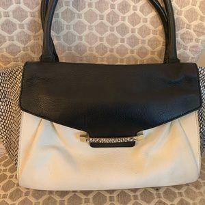 Vince Camuto snake skin, Black and Tan leather satchel